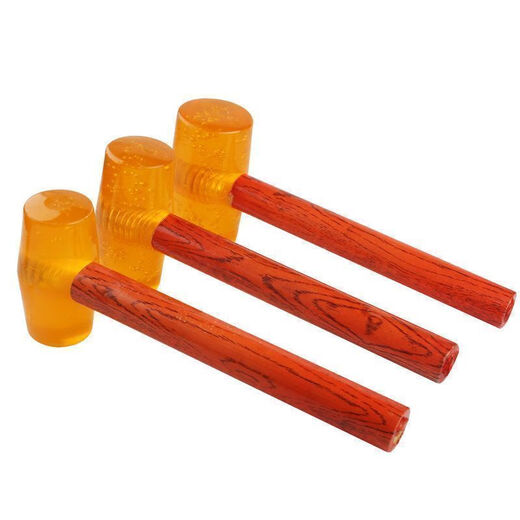 An Junsheng Rubber Hammer Plastic Hammer Rubber Hammer Wooden Handle Champagne Hammer Ceramic Tile Multifunctional Construction and Installation Transparent Rubber Hammer Good Quality Extra Large Type 3000