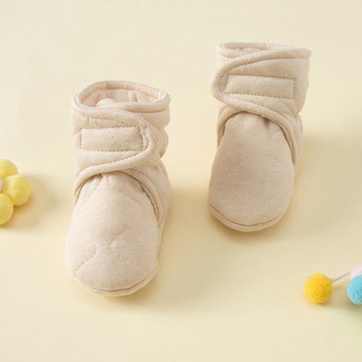 Baby shoes and socks for going out, non-falling shoes, newborn soft-soled foot covers, anti-falling cotton shoes, baby warm socks, thick pure cotton socks, autumn and winter, 1 pair, 6-24 months, foot length 11-13cm