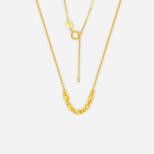Saturday Blessing Yellow 18K gold necklace for women simple gold bead pendant clavicle chain as a holiday gift for girlfriend 40+5cm tail chain