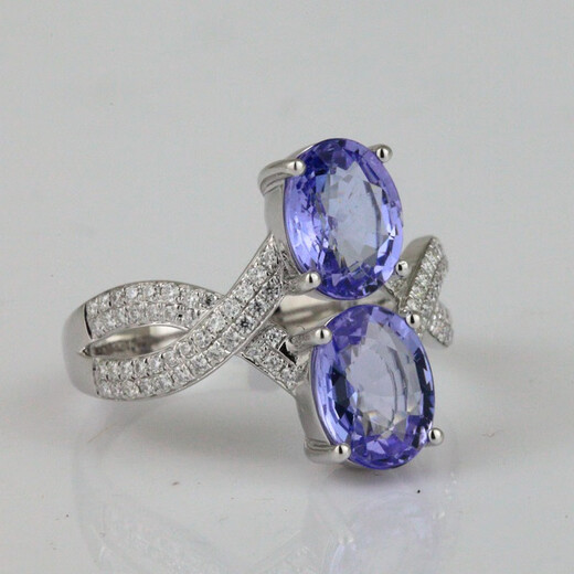 TIYA Colorful Blue Tanzanite Ring No. 13, 9K Gold Blue Tanzanite Double Tanzanite Ring R9KS5