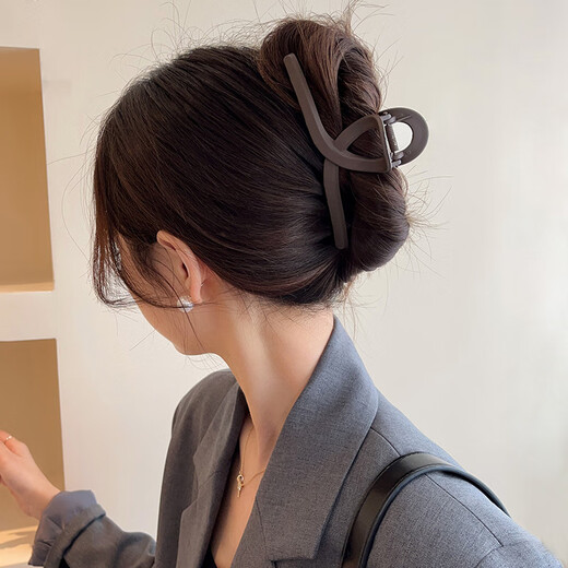 Jieweiyi large size grab clip women's new hair clip high-end hair clip hair volume back of the head shark clip hair accessories BH-FJ089 coffee brown + coffee brown square 2-piece set