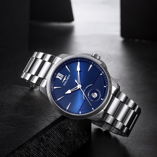 GOLGEN Guzun watch men's watch mechanical watch 50 meters waterproof black steel strap calendar fashionable atmospheric watch Jazz 6189M black plate black belt