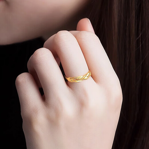 Hande Gold Store pure gold wheat ear 9999 gold ring plain ring live ring gold-plated Valentine's Day wheat ear ring 1.2g