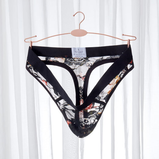 ROSELEX confidential delivery men's sexy underwear sexy thong transparent lace one-piece underwear low M royal blue