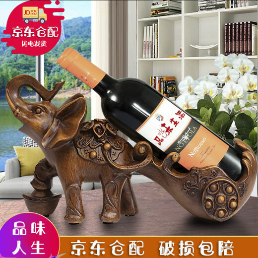 Don't forget the guest's living room wine cabinet ornaments, handicrafts, creative wine rack decorations, partition cabinets, home study entrance hall accessories DX cart elephant wine rack, mahogany color, about 37 cm long