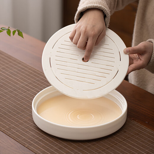 SUSHI CERAMICS Mutton Fat Jade Chinese White Tea Set Three-Cai Covered Bowl Stars Ceramic Dry Infusion Plate Tea Can Eight-Cup Gift Box Set