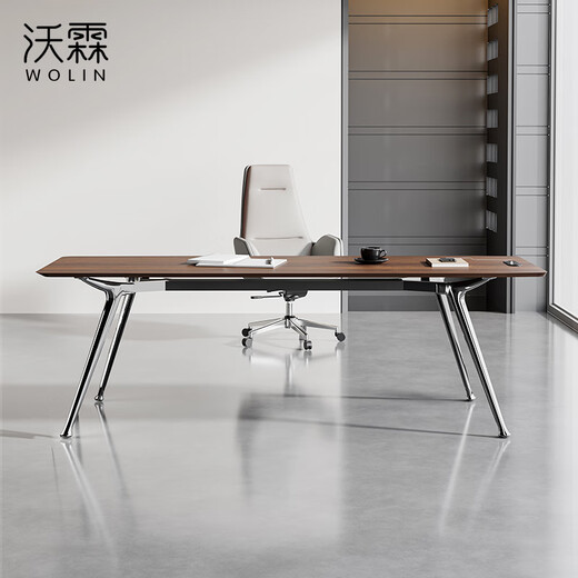 Wolin Office Furniture Boss Desk Desk Supervisor Desk President Desk Simple Finance Desk Light Luxury Desk Manager Desk Sunshine White 1.6 Meters Without Side Cabinets Second Generation Simple Line Box