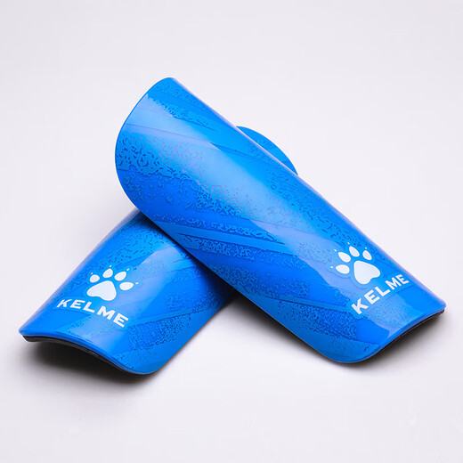 KELME football shin guards, competition training calf guards, shock-absorbing thickened inserts, professional protective gear, blue M