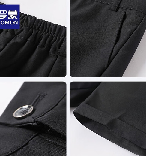 Luo Meng children's chorus uniform graduation performance clothing girls and boys performance clothing black shirt black trousers campus clothing long-sleeved black shirt black trousers 160