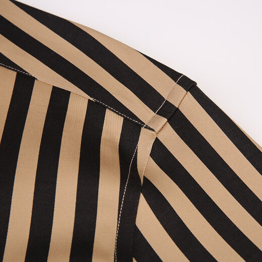 Caizi Yijia striped shirt men's short-sleeved stretch cotton summer slim half-sleeved clothes trendy men's business casual shirt men yellow stripes 5008D 42