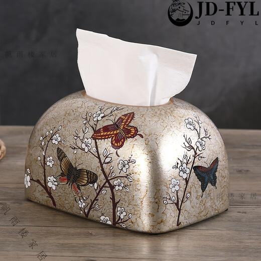 Caja de pañuelos de cerámica Ligera Luz de cartón Luxury Cardboard Hogar Europeo Ornamento Europeo Se creatividad de estilo servilleta 1047 Estilo de flores azules oriole