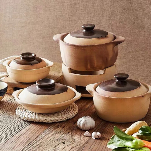 Hubei charcoal stove small hot pot clay casserole traditional old-fashioned thermal insulation edge stove carbon stove coarse casserole 24cm earthenware shallow casserole 21cm charcoal stove + pad