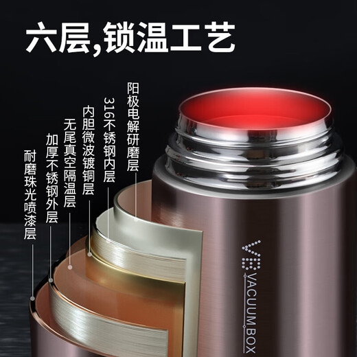 NRMEi stew beaker large capacity 316 stainless steel double-layer insulated lunch box stew porridge white fungus soup simmering pot 1000ml gold 316 + vegetable divider + tableware bag 1000ml