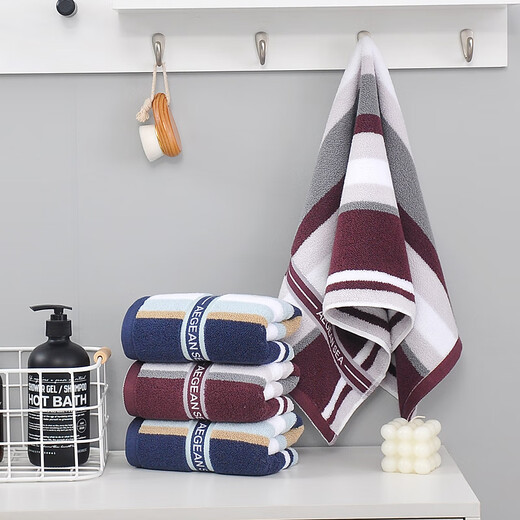 Shantou Lincun towel pure cotton face wash household soft absorbent lint-free hotel shower men and women adult thickened cotton face towel 2 pieces four-leaf clover series 100% cotton 75x35cm