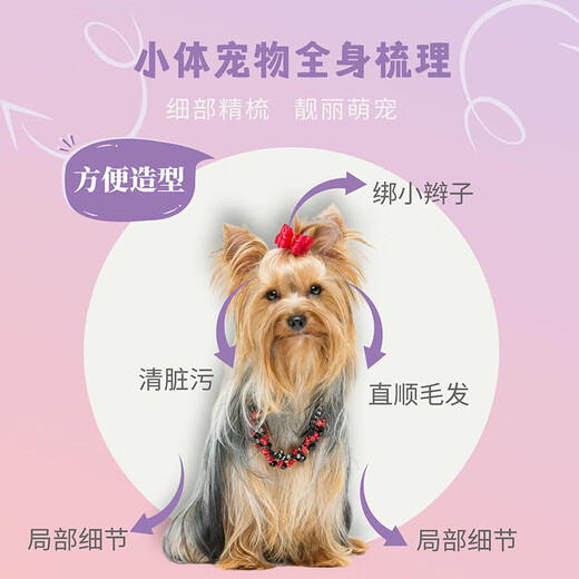 DELIGHT Pet Comb Cat and Dog Comb Ragdoll Cat Knotting Comb Teddy Bichon Dog Combing Artifact Pulling Comb Silver Fox DL195 Face Comb 11cm-Red