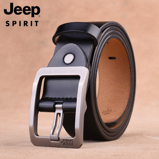 JEEP SPIRIT Jeep belt men's belt cowhide business casual pin buckle trouser belt young and middle-aged gifts for husband and elders gift box