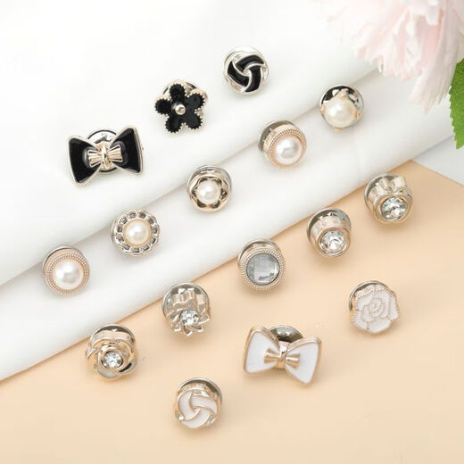 Pisces Rabbit cufflinks, anti-exposure fixed buckles, no-seam concealed buttons, shirt collar, cardigan clothes buttons, versatile luxury accessories (pearl + diamond - 20 pieces) free large storage