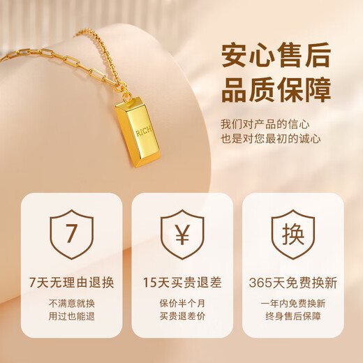 Central Chuang Fashion Chinese Gold Necklace Women's Silver Small Gold Nugget Rich Pendant Birthday Gift for Girlfriend and Best Friend S925