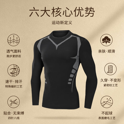 NIUKAILE sports tops men's running gym clothes cycling morning running clothes tight spring and summer training quick-drying sports equipment sci-fi long sleeves 2XL
