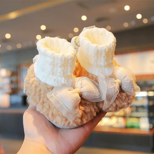 Miduer baby foot protection shoes, winter toddler shoes, infant cotton shoes, non-falling velvet thickened warm shoes, princess shoes, autumn and winter pink (rumeng plus velvet foot protection) 11 S, inner length 10.5cm, recommended for 0-6 months