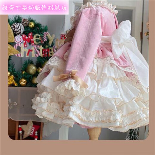 Comments on Spring and Autumn Children's Spanish Princess Dress Girls Lolita Dress Puff Skirt Baby Dress One Year Old Dress Dark Green 120