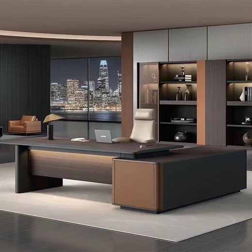 Boss desk modern and simple president desk manager desk office furniture light luxury executive desk executive desk total length 2.0 meters desk (socket wire box)