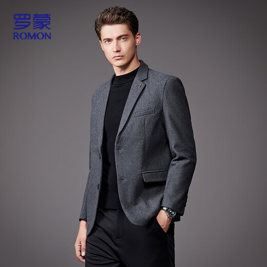 罗蒙（ROMON）羊毛呢西服男士秋冬商务休闲职业正装西装礼服爸爸外套XF78灰色2X