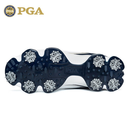 PGA golf shoes men's movable spikes waterproof shoes non-slip spikes knob telescopic shoelaces PGA301002-white dark blue 42