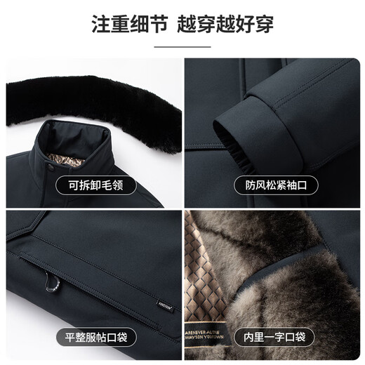 Baocaiyang middle-aged and elderly dad's winter coat cotton coat men's velvet thickened warm cotton coat coat padded jacket grandpa elderly coat clothes