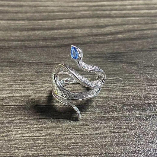 Topaz snake ring Valentine's Day gift for men and women snake-shaped silver bracelet new design versatile niche J021 topaz snake ring