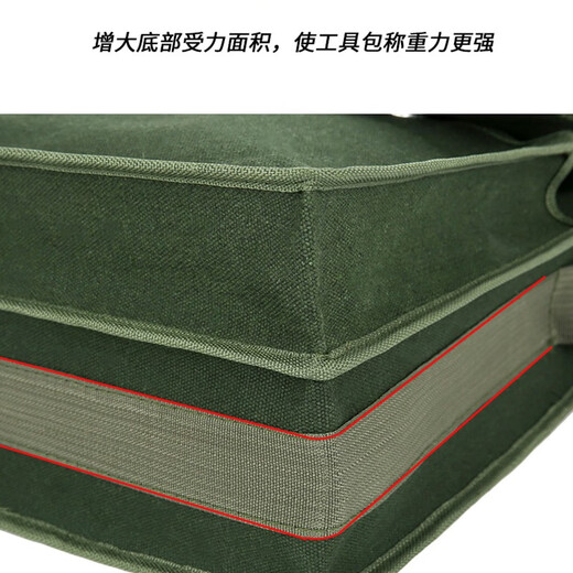 Thick encrypted canvas double-layer tool bag for electricians, carpenters, bricklayers, large, medium, small, multi-functional storage pockets, multi-functional double-layer large 45*19*38, green thickened and wear-resistant