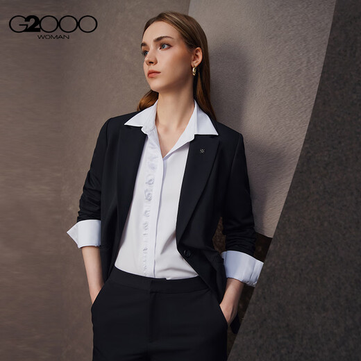 G2000 multi-faceted elastic G2000 women's clothing mall new business formal wear comfortable suit trousers and skirt delivery brooch/elastic soft-dark gray slim S/34
