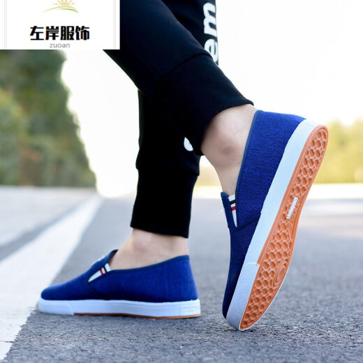Spring and summer tendon-soled canvas shoes, wear-resistant old Beijing cloth shoes, men's Korean style trendy sneakers, one-legged men's shoes ff06 blue 39