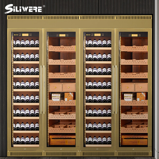 SILIWERE/SILIWERE red wine cabinet, constant temperature wine cabinet, custom wine cabinet, large wine cabinet, double door wine cabinet, custom wine cabinet, width 1970 depth 450 height 2000 champagne gold 550L exclusive version