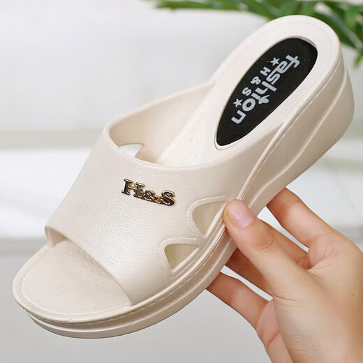 En Ruofan Plastic Slippers High Heel Women's Summer Outerwear Thick-soled Fashion Home Soft-soled Wedge Waterproof Sandals Black 795 Size 41 Suitable for 39 feet