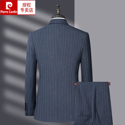 Pierre Cardin 2024 new casual striped suit suit for men spring, autumn and winter middle-aged men's business suit wedding dress blue 175
