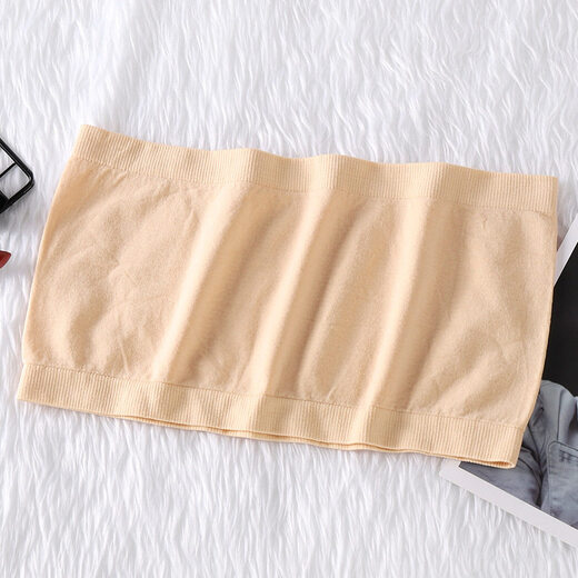 Tsing Yi Maxiang summer seamless breathable one-piece anti-exposure tube top strapless bottoming women's underwear bra inner wear trendy apricot color one size 75-120Jin Jin is equal to 0.5 kg