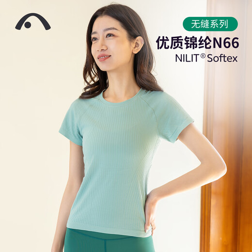 Aixiabu professional yoga wear women's tops sports T-shirts spring and summer one-piece woven short-sleeved quick-drying fitness clothes Pilates training clothes coconut cream/seamless one-piece weaving/tops without breast pads M