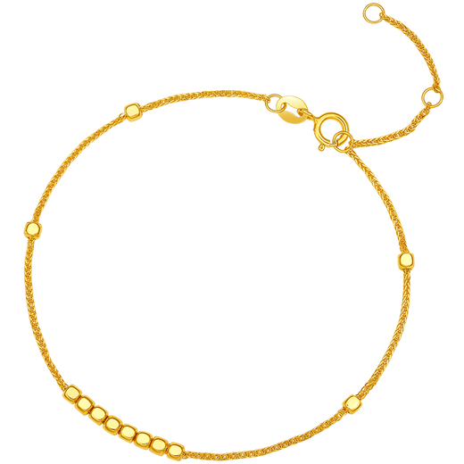 Saturday Lucky Yellow 18K Gold Bracelet Women's Small Sugar Cube Color Gold Bracelet Birthday Gift C0710985 16+3cm