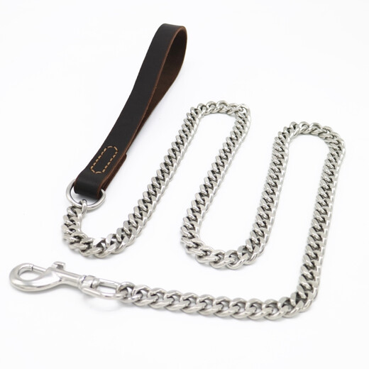 Dog leash, dog leash, dog walking leash, stainless steel dog leash, small, medium and large dog chain, border collie, husky, golden retriever, Labrador, German Shepherd Doberman, pet supplies, first layer soft leather + stainless steel, total length 150 cm, medium size (40 100) Jin Jin equal to 0.5 kg, for dogs