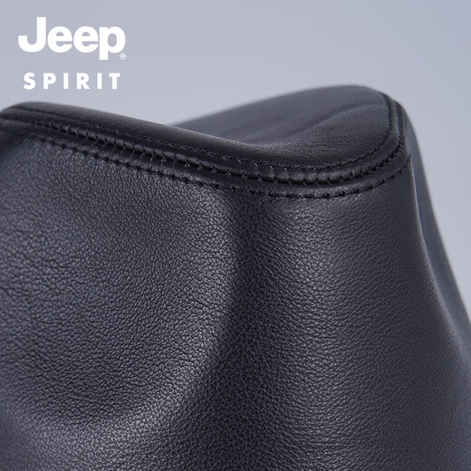 JEEP SPIRIT Genuine Leather Hat Men's Autumn and Winter Jazz Hats for Middle-aged and Elderly Cowhide Gentleman Hats Shanghai Beach Hats Outdoor Dad Hats Sheepskin Black Medium Size XL (57-58cm)