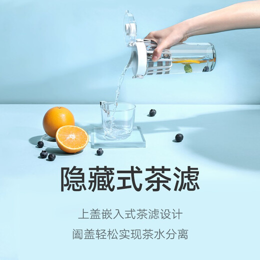 Mijia Xiaomi Tritan water cup 600ml large capacity fitness multi-functional sports plastic cup spring lid cup with tea filter white 600ml 1 piece