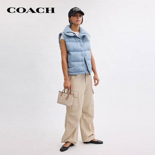 COACH brand direct supply women's small portable shoulder crossbody bag tote bag latte color CW032 New Year gift