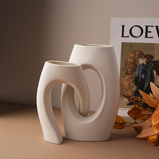 BHM art ceramic vase modern simple home creative decoration living room soft decoration high-end decoration plain embryo 21cm