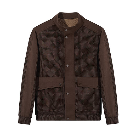 Qipai Men's Jacket Autumn and Winter Fashion Trendy Plaid Jacquard Comfortable and Versatile Stand Collar Casual Jacket