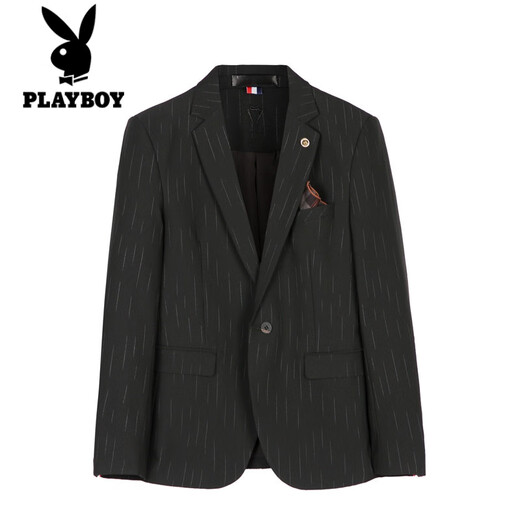 花花公子（PLAYBOY）西服男士套装潮流韩版修身英伦新郎结婚礼服商务职业正装休闲西装 深灰色纹理9905【西服+西裤+马甲1 S 90斤穿