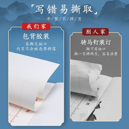 Book line, hard pen calligraphy paper practice book, rice grid, field grid, square grid, special works for primary school students' pens, paper rice grid (red 10 books), book starts construction and school season