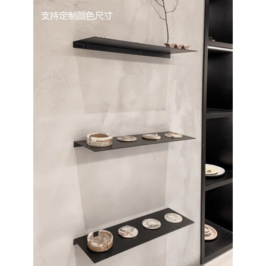 Yiting wall storage rack metal straight layer partition wall decoration rack punch-free shelf living room wall hanging L plate length 100 width 20 height 5 black