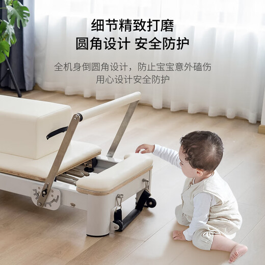 Fengziyan Pilates Foldable Core Bed Small White Bed High-end Home Yoga Studio Personal Training Commercial Fitness Equipment Free Tutorial Basic Folding + Domestic Piano Wire + PU Leather Black