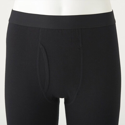 MUJI Men's Winter Underwear Made of Cotton Long Tights Men's Warm Autumn Line Pants Home Pants Black S (165/72A)